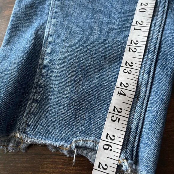 Whistles blue denim curved seam high rise raw hem ankle cropped mom jeans 26 - Picture 11 of 12
